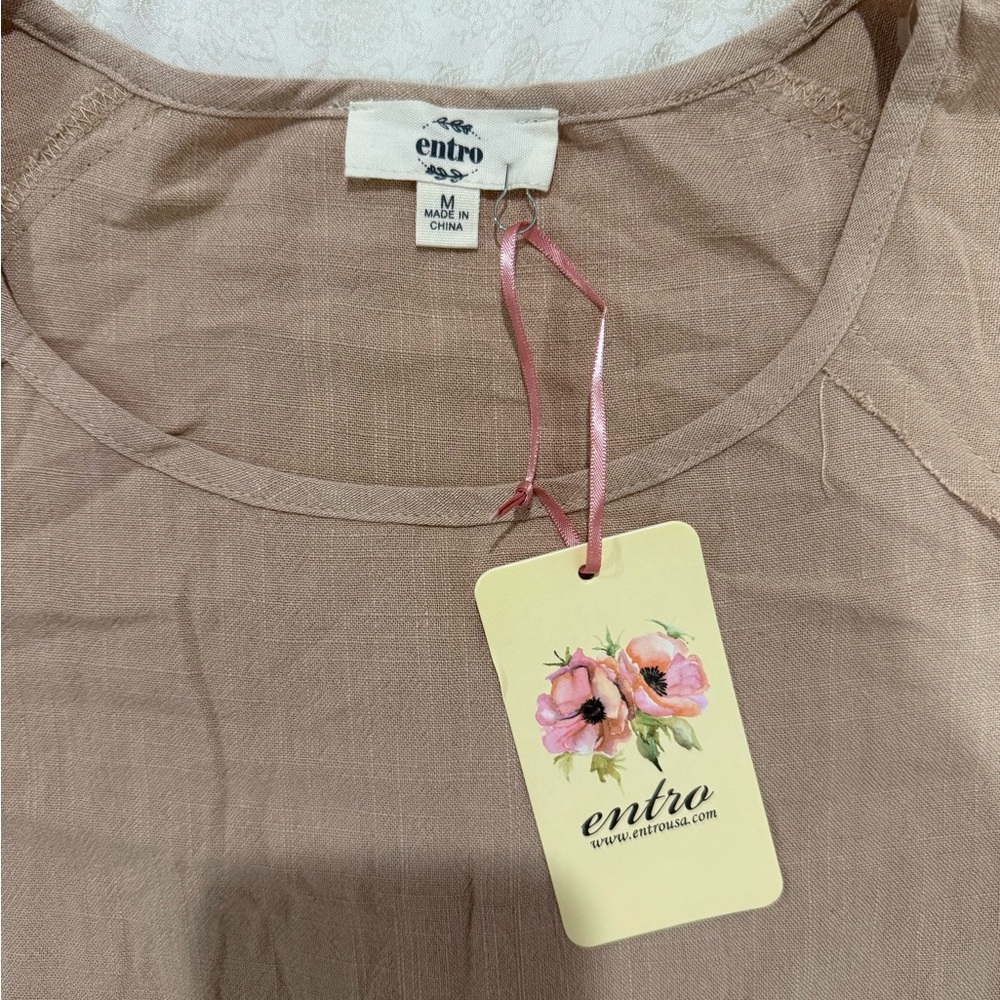 Entro Tan Ruffle Sleeve Top - Picture 2 of 4